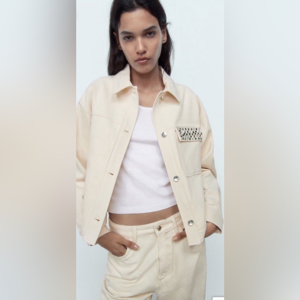 π Zara Rhinestone Pocket Cropped Jacket - Picture 6 of 10